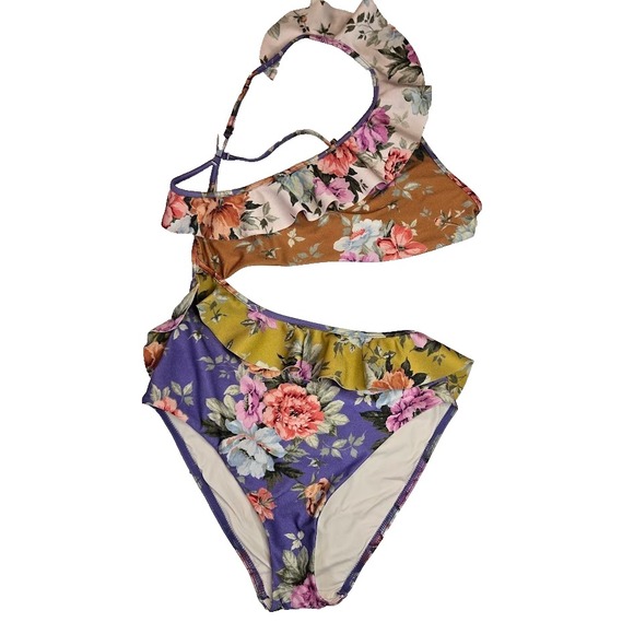 Zimmerman Pattie Cut Out Frill One-Piece Mixed Floral Swimsuit Size 8-10 US NWT - Picture 4 of 13